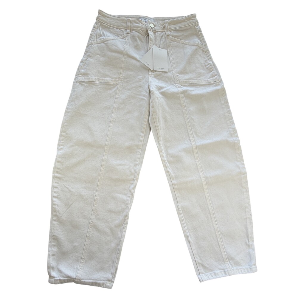 Flying Monkey Billie Barreljean Jeans Womens 30 White High Rise Crop Denim 31x27